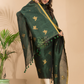 Dark Green Cotton Linen 2-Piece Set Kurti & Dupatta (UNSTITCHED) - 017