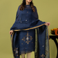 Handwoven Jamdani Linen Unstitched 2-piece Kurti | Navy Blue