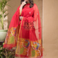 Chilli Red Jamdani 2-Piece Set Kurti & Dupatta (UNSTITCHED) -687