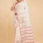 Dewali Saree Handloom Cotton in Red White 017 - indeloom
