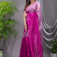Tissue Silk Saree With Hot Pink - 020