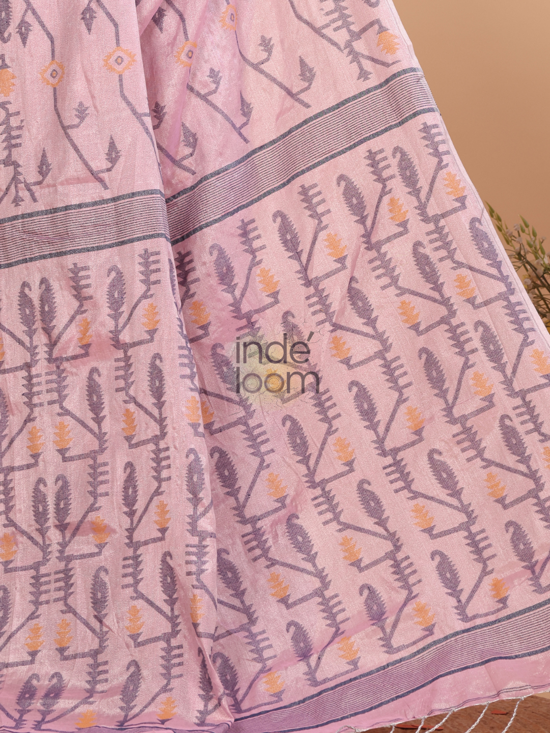 Tissue Jamdani Saree With Baby Pink - 124
