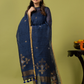 Handwoven Jamdani Linen Unstitched 2-piece Kurti | Navy Blue