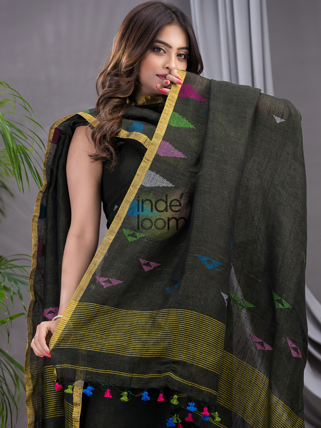 Army Green Linen X Linen 2-Piece Set Kurti & Dupatta (UNSTITCHED) - 117