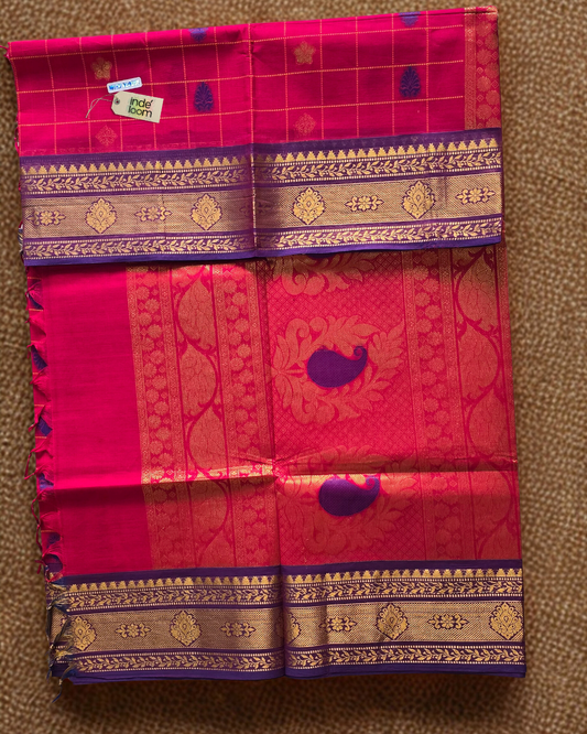 Kanchi Cotton|rani pink & purple