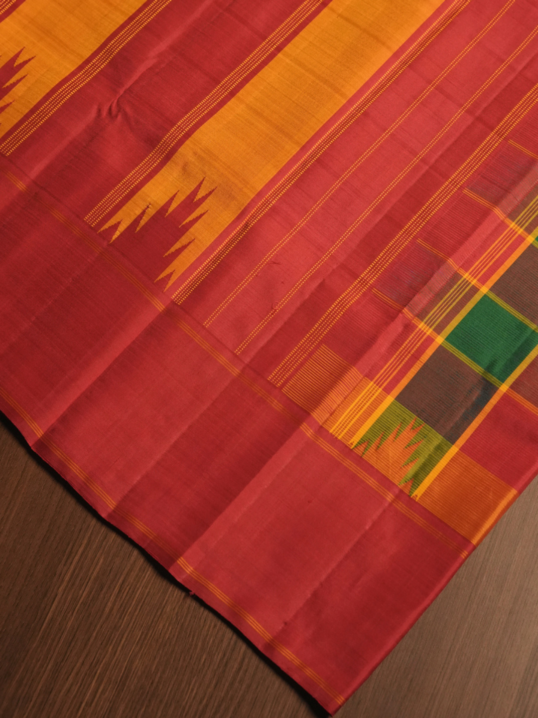 Silk Mark Certified Handloom Kanjivaram Silk Saree  |  Brick Red