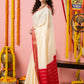 Classic Mysore Semi Silk Saree | White and Red | Plain Body with Mysore Silk Border