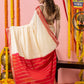 Classic Mysore Semi Silk Saree | White and Red | Plain Body with Mysore Silk Border