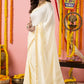 Classic Mysore Semi Silk Saree | Cream | Plain Body with Paisley Border