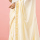 Classic Mysore Semi Silk Saree | Cream | Plain Body with Paisley Border