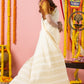 Classic Mysore Semi Silk Saree | Cream | Plain Body with Paisley Border