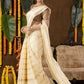 Classic Mysore Semi Silk Saree | Cream | Long Zari Lines with Mysore Silk Border