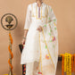 Handwoven Jamdani Muslin Unstitched 2-piece Kurti | White | Scattered Buttas with Floral border
