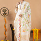 Handwoven Jamdani Muslin Unstitched 2-piece Kurti | White | Scattered Buttas with Floral border
