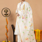 Handwoven Jamdani Muslin Unstitched 2-piece Kurti | White | Scattered Buttas with Floral border