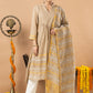Handwoven Jamdani Linen Unstitched 2-piece Kurti | Beige | long Zari Lines with Long Zari Lines
