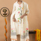 Handwoven Jamdani Cotton Unstitched 2-piece Kurti | White | All-over Jamdani weaves with Floral border
