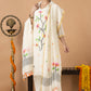 Handwoven Jamdani Cotton Unstitched 2-piece Kurti | White | All-over Jamdani weaves with Floral border
