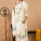 Handwoven Jamdani Cotton Unstitched 2-piece Kurti | White | All-over Jamdani weaves with Floral border
