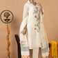 Handwoven Jamdani Cotton Unstitched 2-piece Kurti | White | All-over Jamdani weaves with Floral border