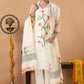 Handwoven Jamdani Cotton Unstitched 2-piece Kurti | White | All-over Jamdani weaves with Floral border