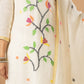Handwoven Jamdani Cotton Unstitched 2-piece Kurti | White | All-over Jamdani weaves with Floral border