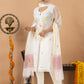 Handwoven Jamdani Muslin Unstitched 2-piece Kurti | White | Scattered Buttas with Floral border