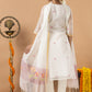 Handwoven Jamdani Muslin Unstitched 2-piece Kurti | White | Scattered Buttas with Floral border