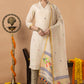 Handwoven Jamdani Linen Unstitched 2-piece Kurti | Cream | Scattered Buttas with Floral border