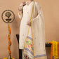 Handwoven Jamdani Linen Unstitched 2-piece Kurti | Cream | Scattered Buttas with Floral border