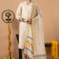 Handwoven Jamdani Linen Unstitched 2-piece Kurti | Cream | Scattered Buttas with Floral border