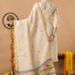 Handwoven Jamdani Linen Unstitched 2-piece Kurti | Cream | Scattered Buttas with Floral border