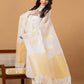 Handwoven Jamdani Muslin Unstitched 2-piece Kurti | White and Yellow | All-over Jamdani weaves with Floral border