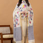 Handwoven Jamdani Linen Unstitched 2-piece Kurti | White and Denim Blue | Plain Body with Floral border