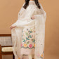 Handwoven Jamdani Muslin Unstitched 2-piece Kurti | White | All-over Jamdani weaves with Floral border