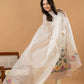 Handwoven Jamdani Muslin Unstitched 2-piece Kurti | White | All-over Jamdani weaves with Floral border