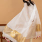 Handwoven Jamdani Muslin Unstitched 2-piece Kurti | White | Scattered Buttas with Floral border