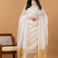 Handwoven Jamdani Muslin Unstitched 2-piece Kurti | White | Scattered Buttas with Floral border