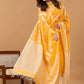 Handwoven Jamdani Silk Cotton Unstitched 2-piece Kurti | Marigold Yellow