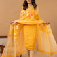 Handwoven Jamdani Silk Cotton Unstitched 2-piece Kurti | Marigold Yellow
