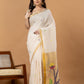 Handwoven Jamdani Muslin Saree | White and Gold | All-over Buttas with All-over Jamdani weaves