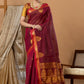 Traditional Chettinad Cotton Saree | Deep Wine