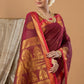 Traditional Chettinad Cotton Saree | Deep Wine