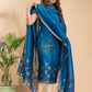 Indigo Blue Cotton Linen 2-Piece Set Kurti & Dupatta (UNSTITCHED) - 002
