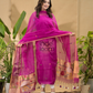 Hot Pink Jamdani 2-Piece Set Kurti & Dupatta (UNSTITCHED) -694