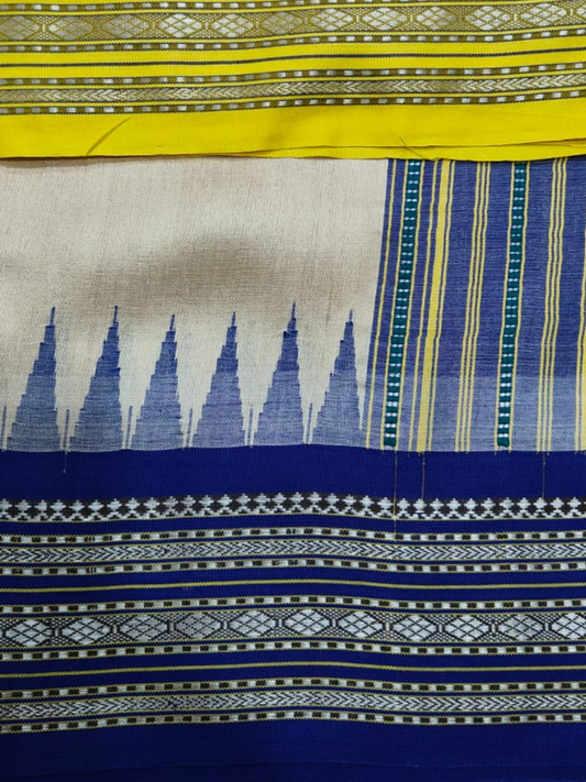 Handwoven Pure Vidarbha Tussar Silk Saree  |  Yellow And Blue