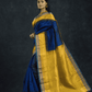 Pure Handloom Korvai Saree | Regal Blue and bright Yellow