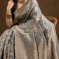 Floral woven design Silk blend Jacquard Saree | Steel Grey