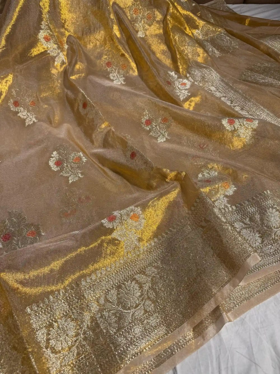 Classic Benarasi Semi Silk Saree | Mustard Gold
