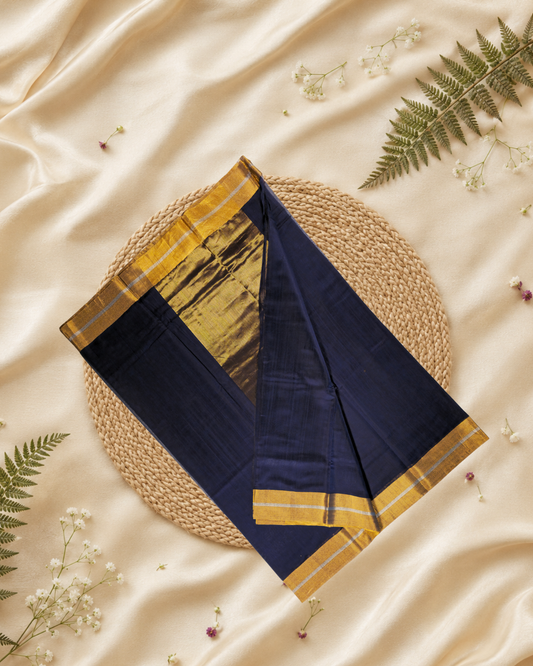 Handloom Chanderi Silk Cotton Saree  |  dark blue